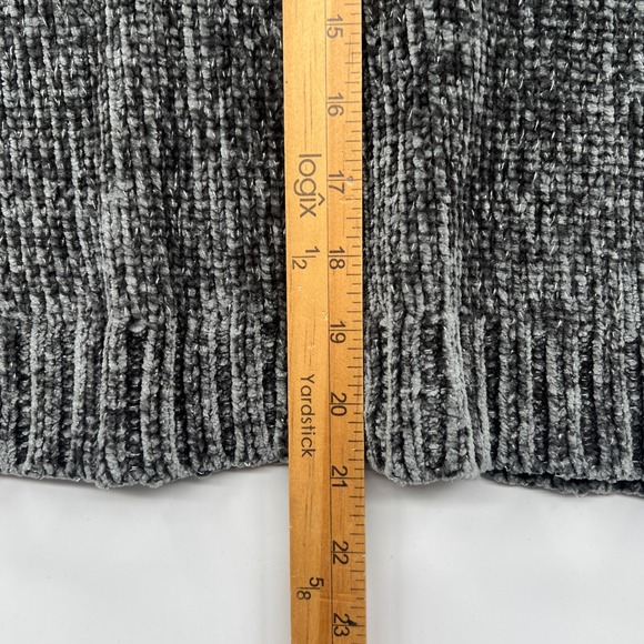 Aerie Women's Chenille Metallic Thread Pullover Sweater Gray Green S Soft Cozy - Picture 5 of 6
